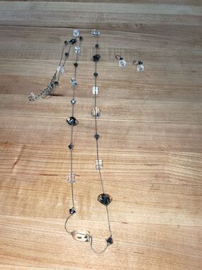 Premier Deisgns Glass Bead Necklace and Earring Set in Clear and Black